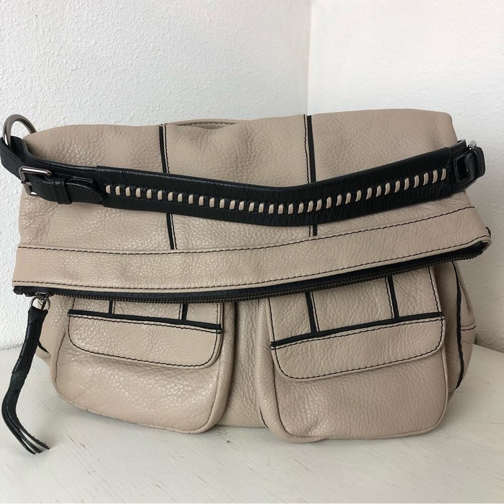Oryany taupe Katie hobo shoulder bag flap front